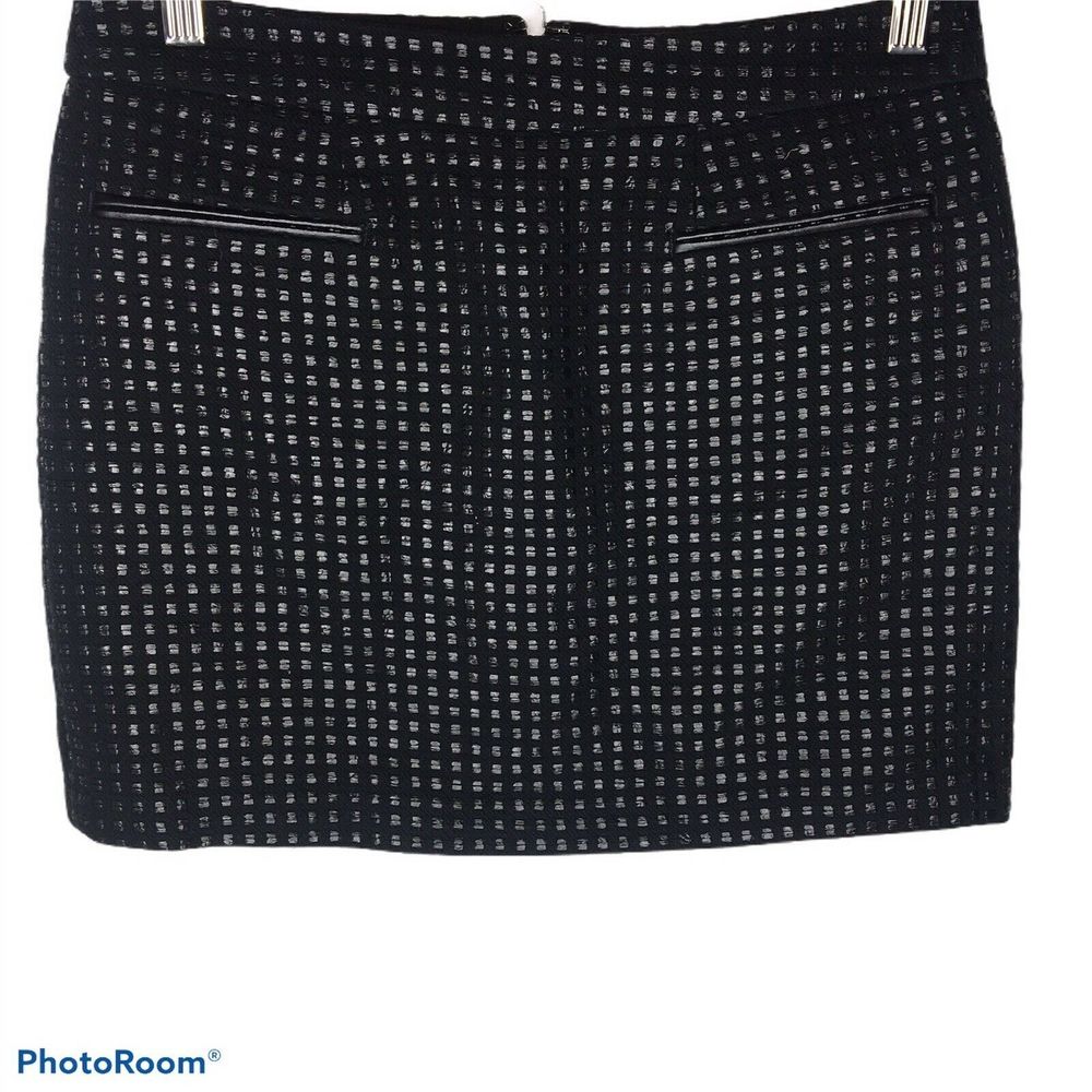 Gap‎ Vegan Leather Check Detail Black Mini Skirt 0